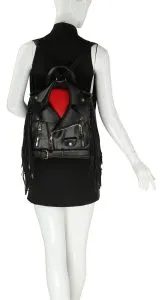 Women's Vegan Leather Motorcycle Jacket Fringe Backpack - Image 4