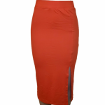 Women's Orange Side Split Midi Skirt