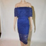 Blue Lace Print Off-Shoulder Midi Dress - Sexy Bodycon Midi | Big Sisters - Image 2