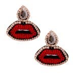 Rhinestone Teardrop Lips Earrings - Image 2