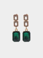 elegant Rectangle Glass Stone Dangle Earrings