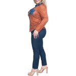 Plus size long sleeve mesh top with a beautiful floral design, available in various sizes.