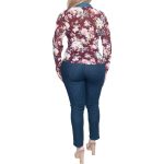 plus size burgundy long sleeve floral top