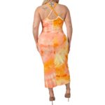 Plus Size Tie-Dye Crossed Back Bodycon Maxi Dress