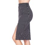 Pin Stripe Scuba Pencil Skirt W/Front Slit