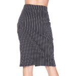 Pin Stripe Scuba Pencil Skirt W/Front Slit