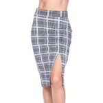 Mint Glen Plaid Scuba Pencil Skirt W/Front Slit