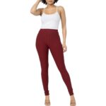 Solid Burgundy Honeycomb High-Waist Leggings