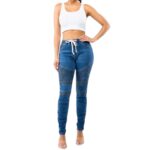 High Waisted Denim Moto Joggers