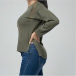 Women's Vibrant Green Ribbed Long Sleeve Sweater - Image 3