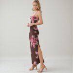 Brown Lily Floral Power Mesh Maxi Dress - Open Back Summer Bodycon | Big Sisters - Image 2
