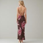 Brown Lily Floral Power Mesh Maxi Dress - Open Back Summer Bodycon | Big Sisters - Image 5