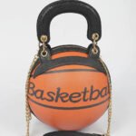 Orange Basketball Clutch Women's Handbag with Handle - Image 3