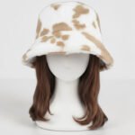Women's Cow Print Faux Fur Bucket Hat - Cozy Western Style Animal Print Cap - Image 6