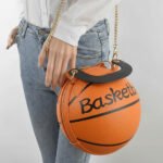 Orange Basketball Clutch Women's Handbag with Handle - Image 4