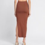 Pine Cone Long Maxi Skirt - Textured Jacquard Rib with Chic Side Slit - Image 3