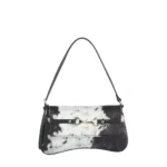 Cow Print Horsebit Flap Women's Shoulder Bag - Image 2