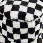 Black & White Checkered Plush Women's Bucket Hat - Image 5