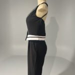 Black Contrast Trim Front Button Down Vest Top Women's Jumpsuit - Image 5
