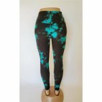 Trendy Women's High Waist Black & Teal Tie Dye Yoga Pants - Image 2