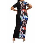 Chic Plus Size Bodycon Half Print Graphic Maxi Dress - Image 4