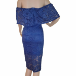 Blue Lace Off-Shoulder Midi Dress - Image 2