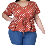 Ribbed Tie Waist Peplum Top