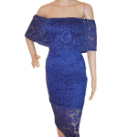 Blue Lace Off-Shoulder Midi Dress