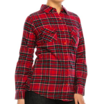 Red Plaid Flannel Button Up Shirt
