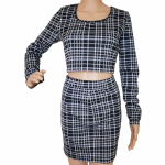 Casual Plaid Mini Skirt and Crop Top Set