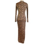 Women's Snake Skin Long Sleeve Crew Neck Maxi Dress - Image 4