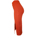 Women's Orange Side Split Midi Pencil Skirt - Image 2