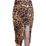 Sexy High Waist Front Slit Leopard Print Skirt, animal print skirt, leopard print skirt, skirt with split