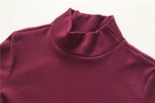 Rose Red Split Hem Long Sleeve Sweater Dress - Image 5