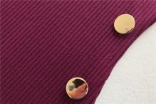 Rose Red Split Hem Long Sleeve Sweater Dress - Image 4