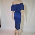 Blue Lace Print Off-Shoulder Midi Dress - Sexy Bodycon Midi | Big Sisters - Image 3