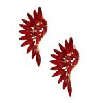 Red Rhinestone Wing Clip-On Earrings with Marquise Gem - Image 2