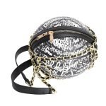 Trendy Black and White Graffiti Basketball Bag - Image 2