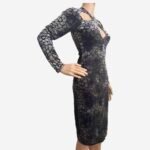 Criss Cross Cut Out Long Sleeve Velvet Bodycon Dress - Image 5