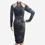 Criss Cross Cut Out Long Sleeve Velvet Bodycon Dress - Image 6