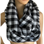 Black and White Women's Buffalo Plaid Infinity Scarf