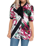 Women's Chain Print Multicolor Bow Front Top - Image 3