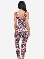 Pink Animal Print Women's Bodycon Tank Jumpsuit - Image 3