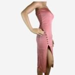 Strapless Front Split Bodycon Midi Tube Dress - Image 4