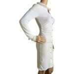 Women's Ribbed Long Sleeve Ruched Shirt Dress - Casual Open Front Mini | Big Sisters - Image 5