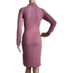 Women's Ribbed Long Sleeve Ruched Shirt Dress - Casual Open Front Mini | Big Sisters - Image 3