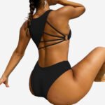 Sexy Cutout out Double One Piece Swimsuit - Image 3