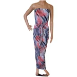 Island Elegance: Strapless Tropical Bodycon Summer Maxi Dress