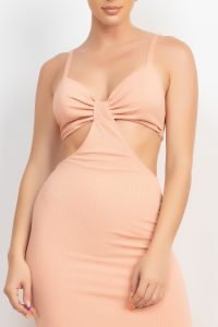 Cut Out Waist Side Slit Maxi Bodycon Summer Dress | Deep Blush - Image 4