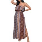 Strapless Maxi Dress in Navy & Copper - A versatile and elegant multicolor dress for various occasions.